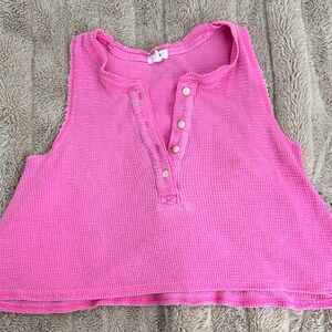 Aerie Pink Button-Up Crop Top